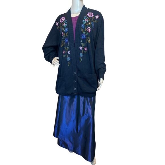 VTG Jessica McClintock for Gunne Sax SZ Large Tafetta Purple Metallic Maxi Skirt - Picture 5 of 13